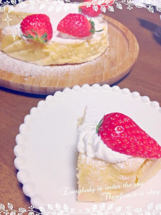 ハルさんの料理 水切りヨーグルトで滑らかふわふわスフレチーズケーキ♥️低コスト低リスクレシピです(#^.^#)|みきさん