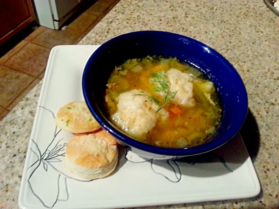 Dinner! Homemade chicken and dumplings,  with serrano biscuits|Stacy Dowさん