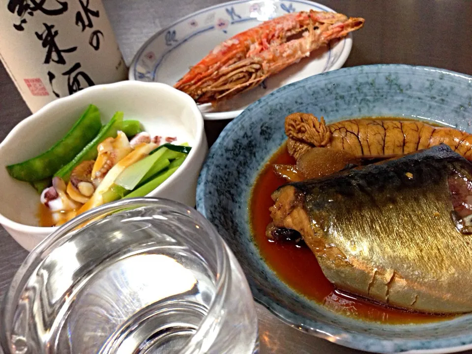 鯖の醤油煮とイカぬたと海老塩焼きで〜乾杯 (^^)|ヒロ君さん