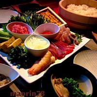 今年の雛まつりは🌸手巻き寿司とハマグリと菜の花のお吸い物〜♡