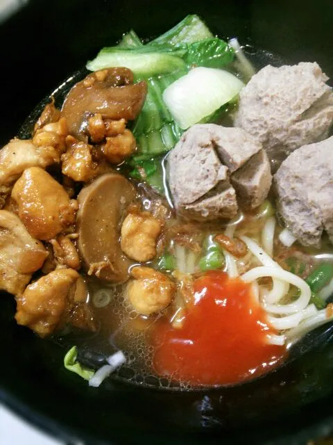 chicken and mushroom and meat ball ramen|RikaEmakAkbarKhawlaさん