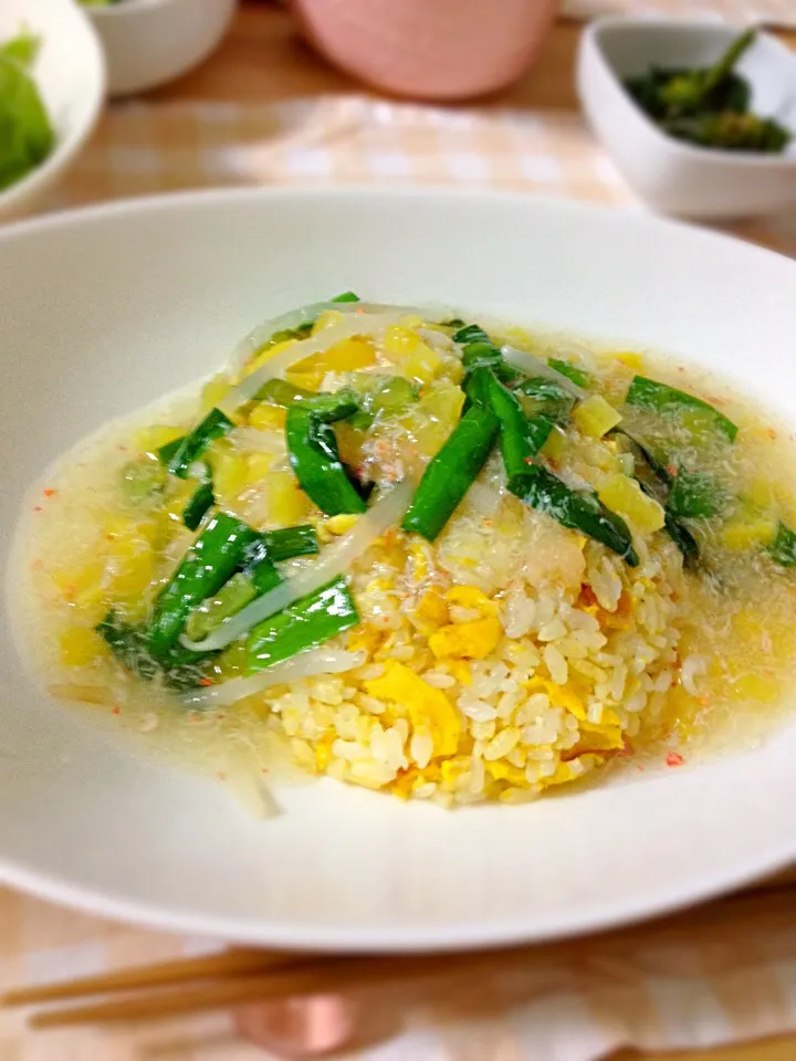 蟹ニラあんかけチャーハン|まきこさん