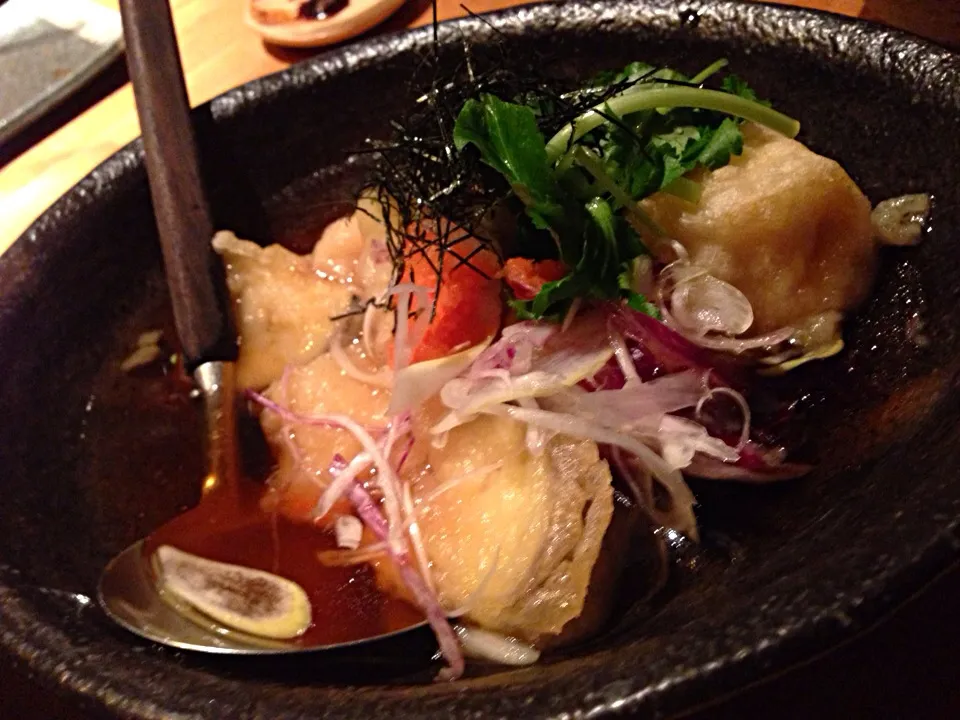 茄子と胡麻豆腐の揚げだし。すげー好みや、これ。|たけうちさん