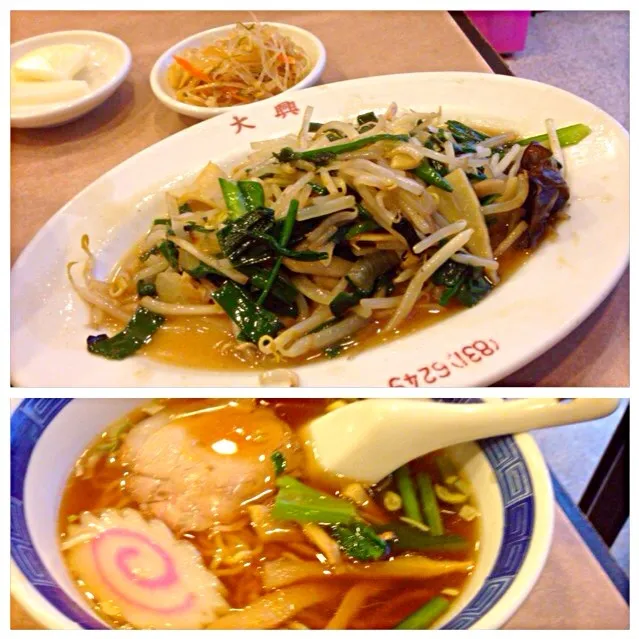 ニラ野菜炒めと半ラーメンセット@大興(御徒町)|yoooochanさん