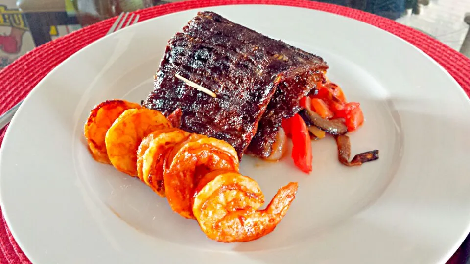 Happy fat Tuesday!!! Skirt steak and shrimp!|Michael M Schleyerさん