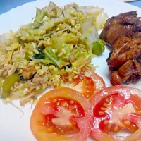 chicken teriyaki with tomatoes and stir-fry Japanese vegetable :)|Luck Lasamさん