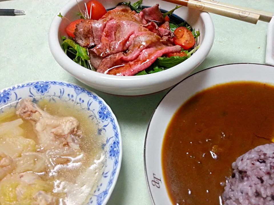 ごちそうサラダ、鶏としようがのスープ、欧風カレー。|Akira Okadaさん