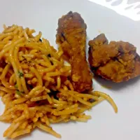 fried chicken and Mediterranean diet pasta for dinner! :)|Luck Lasamさん