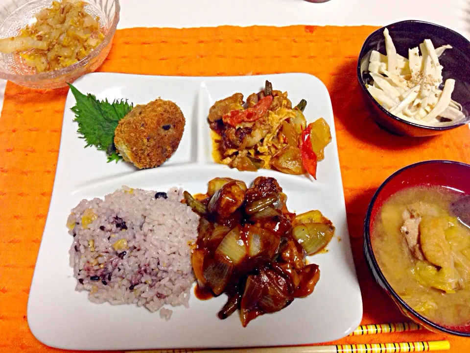 ヘルシー❤豆腐入り肉団子の甘酢炒め定食|maipuさん