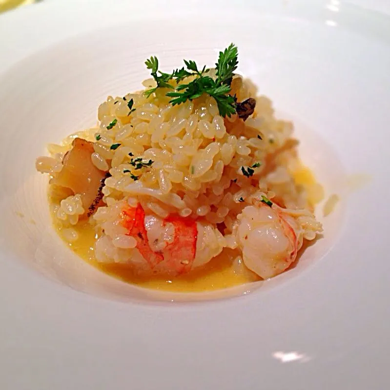 Snapdishの料理写真:Seafood risotto with uni, abalone and prawns|Funky Chefさん