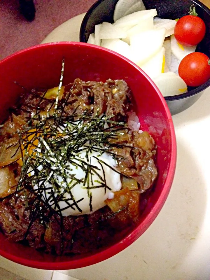 牛丼 ＆ 大根の中華風漬物|黒蜜きなこさん