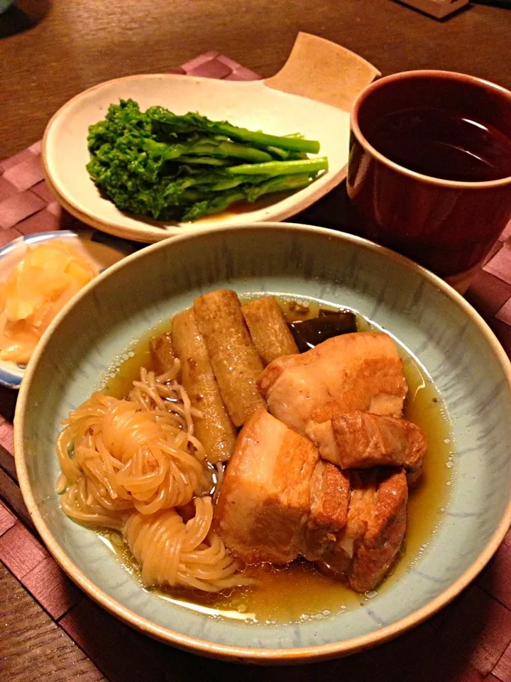 豚の角煮、菜の花からし和え|maruruさん