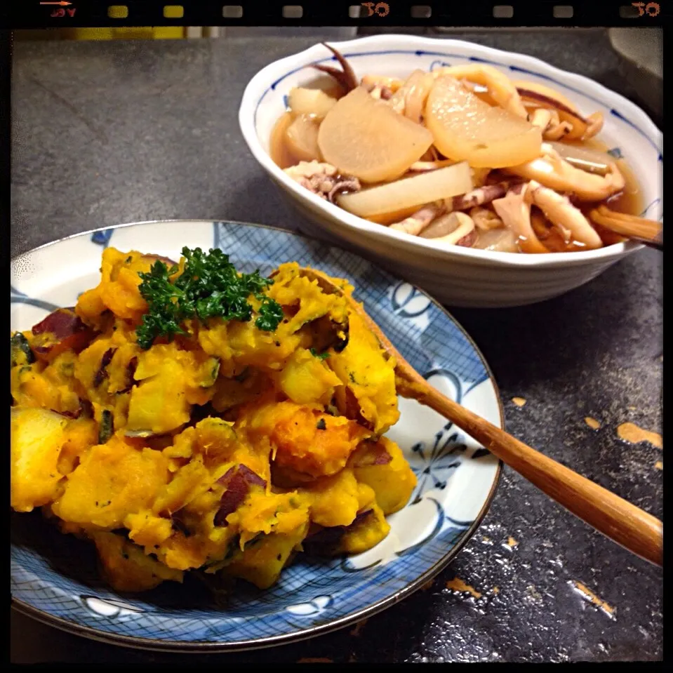 南瓜とさつまいもの煮物＆イカと大根の煮物|ロック♪さん