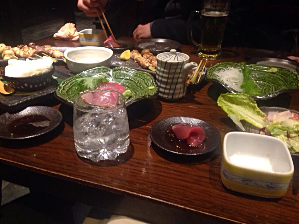 Snapdishの料理写真:米焼酎＆刺身＆串物とか|pin_floさん