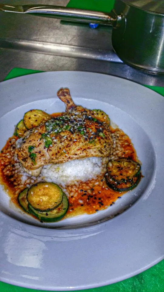 Chicken en Popuilett, Tamaki Rice, and Zucchini, with a Jalepeno Relish|Denise warrenさん