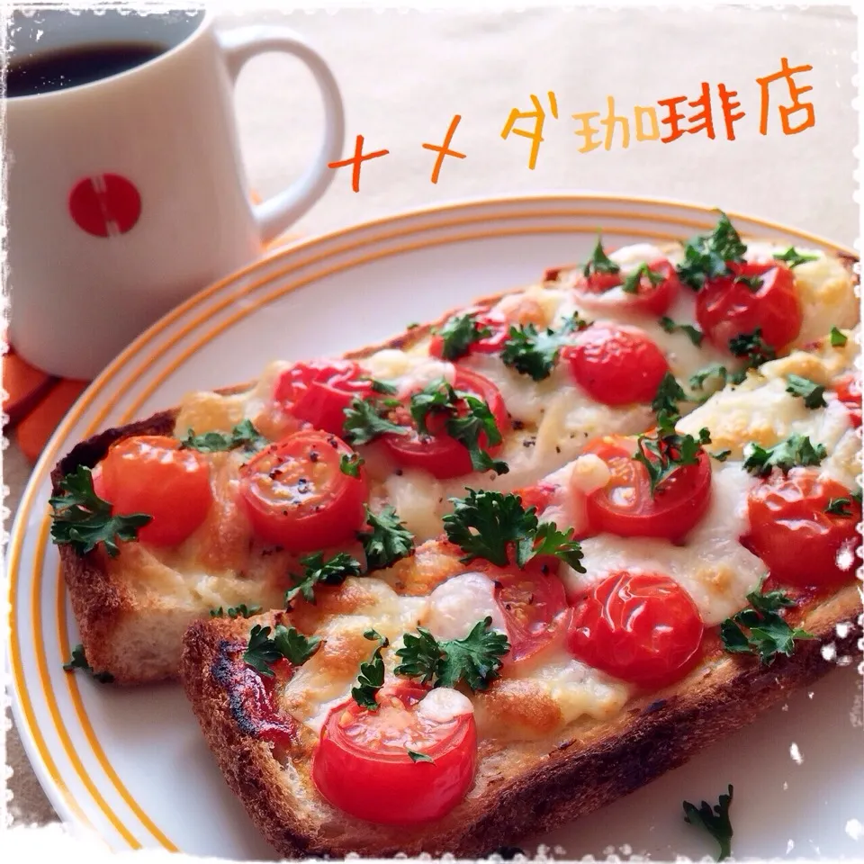 ナメダ珈琲店ʕ-̼͡-ʔ自家製パンでいつものトマトースト🍅ʕ-̼͡-ʔ🍞|七海さん