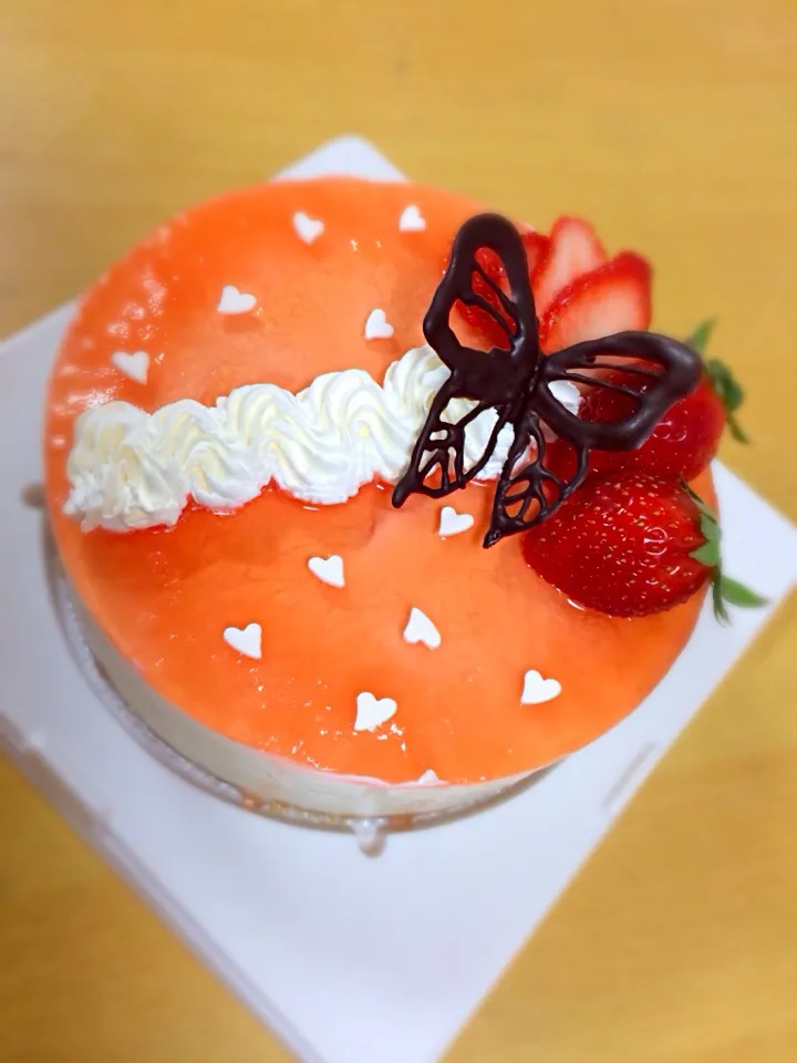 Snapdishの料理写真:くららさんの料理 ふんわりレアチーズケーキ❤で、・:*:・:(*P''v`q)☆Happy Birthday dear だぁりん☆(P''v`q*):・:*:・|りつ(*≧艸≦)さん