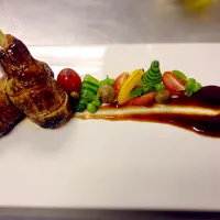 Snapdishの料理写真:Lemon glass stick Pork BBQ with with grilled vegetable|beltさん