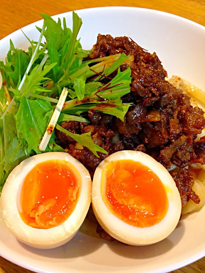 リリたんこぶさんの料理 隠し味はポン酢❕豚コマを刻んで作った汁なし担々うどん|まつださんさん