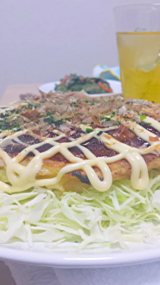 キャベ千にお好み焼きをのせてみた(･∀･)|うえなほさん