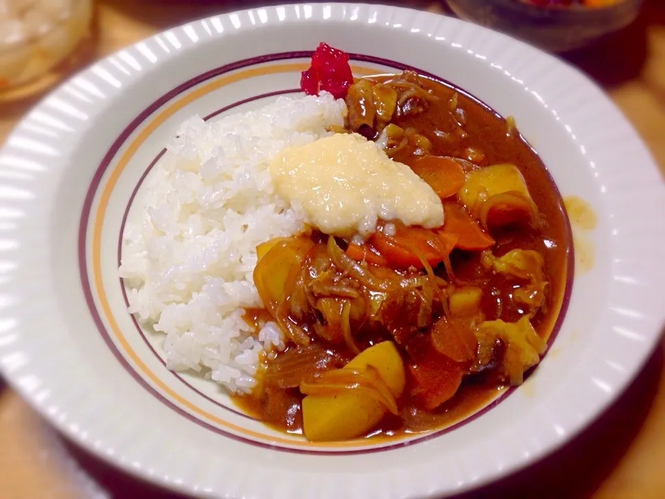 もつカレー。とろろかけ|もこさん