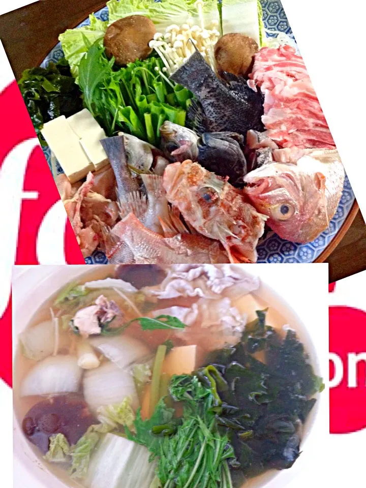 Snapdishの料理写真:鍋 (japanese seafoods & pork hot pot) 今日の 昼御飯は また よか処から いただきました(*^^*) 本当に 美味しかった^ ^ いっぱい あったので 夕飯まで  食べられます(*^◯^*) today's lunch courtesy of the owner of japanes|Miki Jorierose Obispoさん