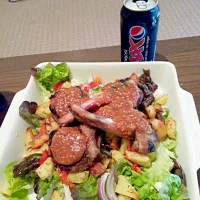 Snapdishの料理写真:lamb chops with roast vegie salad and home made tomato mustard relish|beth olivia parkerさん