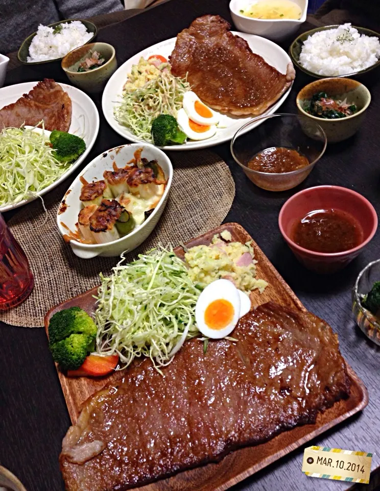 Snapdishの料理写真:ステーキパーティー(੭ु´͈ ᐜ `͈)੭ु⁾⁾|amumuさん