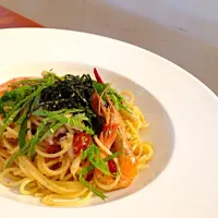 Ume and shrimp and garlic pasta|asakoさん