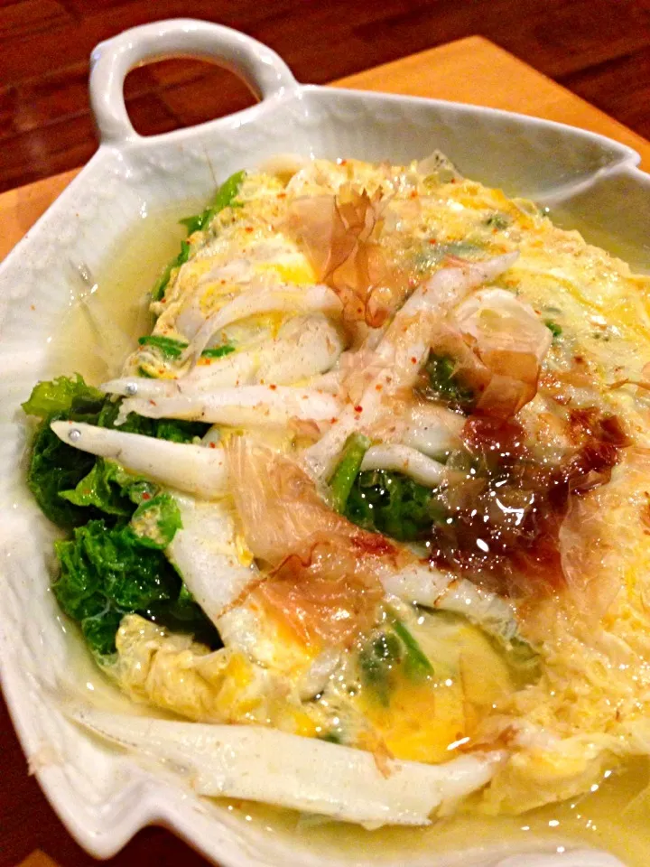 三河湾白魚と春野菜の卵とじ|あきらさん