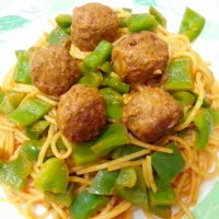 Meat ball spaghetti with green pepper|Ymaさん