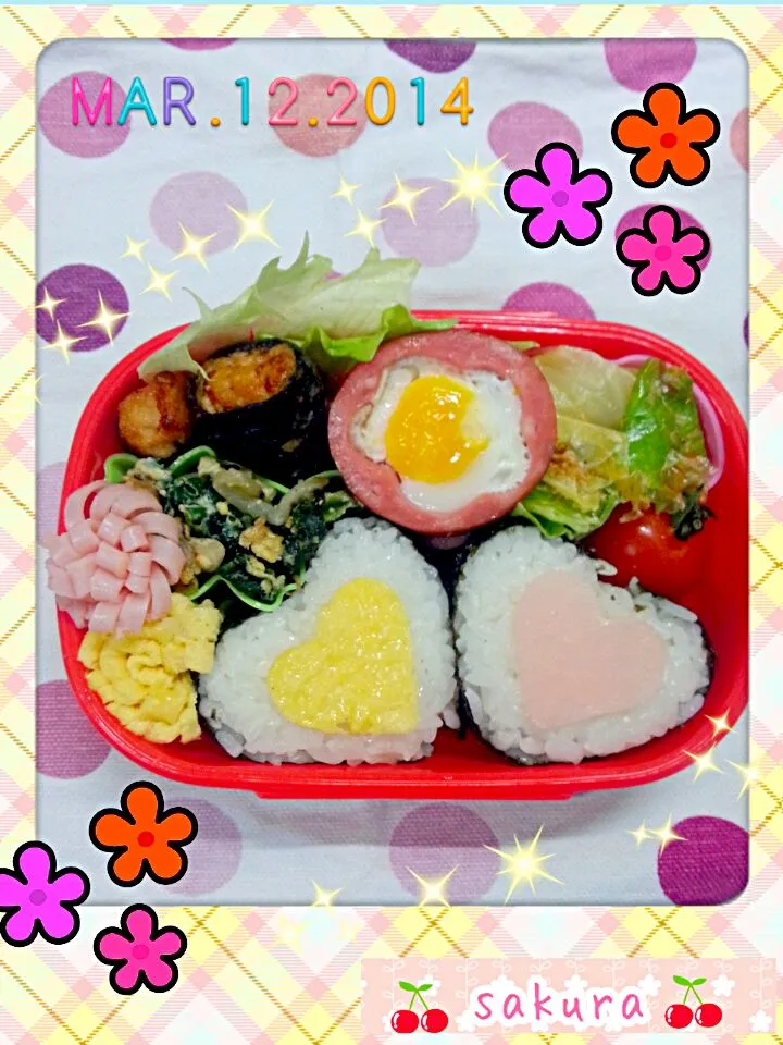 ハート♡のおにぎり弁当♥|桜里さん