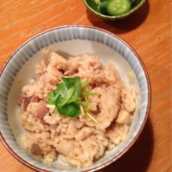 🐔鶏と蓮根の炊き込みごはんいただきます(o^^o)|旦那さん