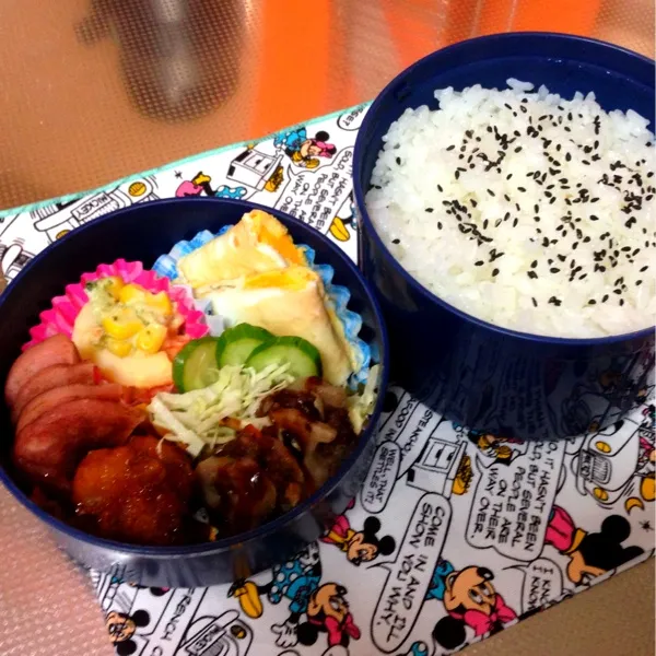 今日のお弁当♡ むちゃくちゃ風が強いよー(；´д｀) 今日も気をつけてがんばってね♡|bouさん