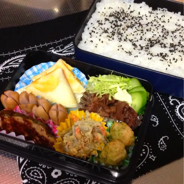 今日のお弁当♡ 今日は雨やけど気をつけてがんばってね〜ヾ(＠⌒ー⌒＠)ノ|bouさん