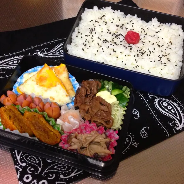 Snapdishの料理写真:今日のお弁当♡ 昨日の夜の残りのお肉がメイン(〃・o・〃) やわらかくておいしかったなぁ～♬|bouさん