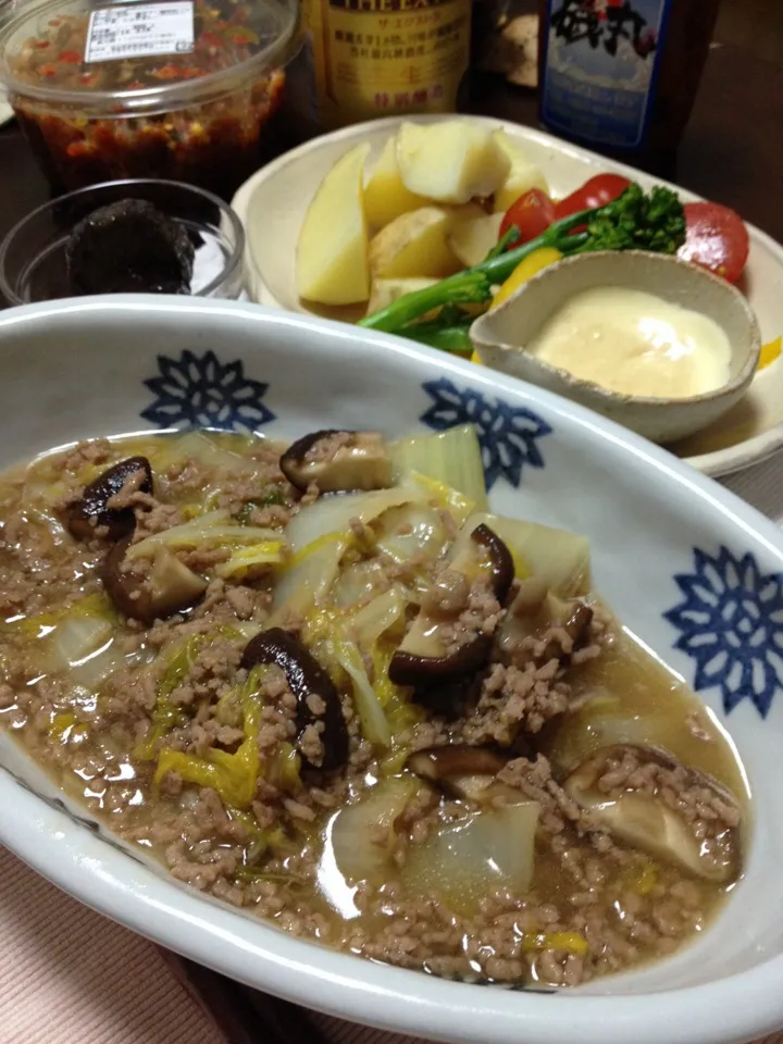 白菜と豚ひき肉しいたけの旨煮|きゃおさん