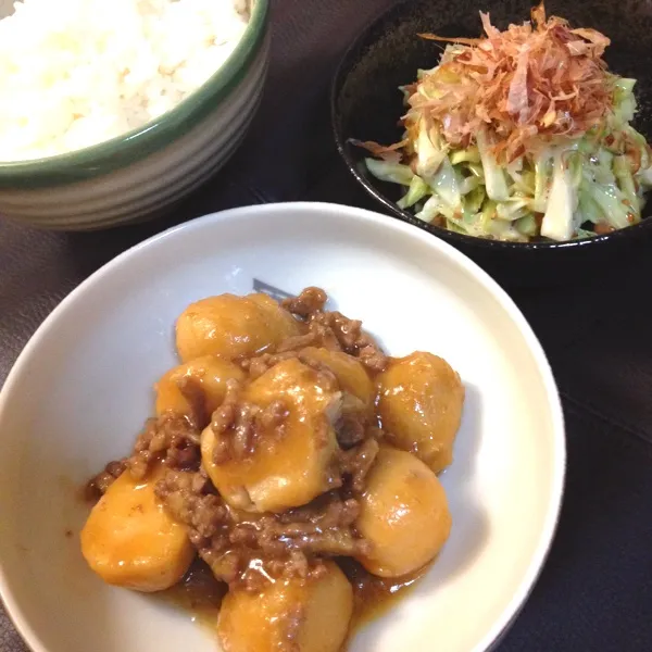 和食♪
里芋のそぼろ煮&キャベツと納豆のサラダ|417さん