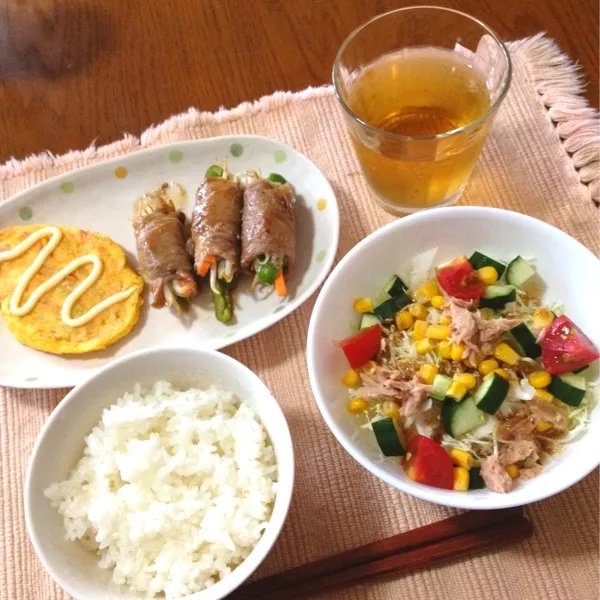 肉巻き野菜＆カニかま入り卵焼き|さみぃさん