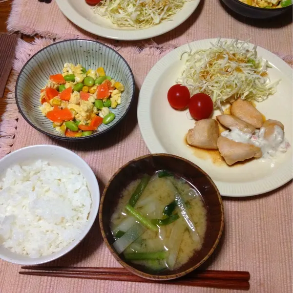 チキンのタルタルかけ＆炒り豆腐|さみぃさん