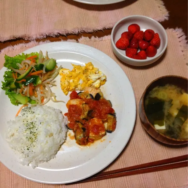 チキンと茄子のトマト煮込みプレート|さみぃさん