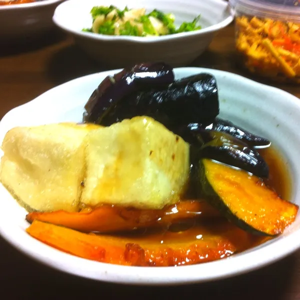 今日の夕食は、質素に揚げなすと揚げ出し豆腐(^_^)|tenraiさん