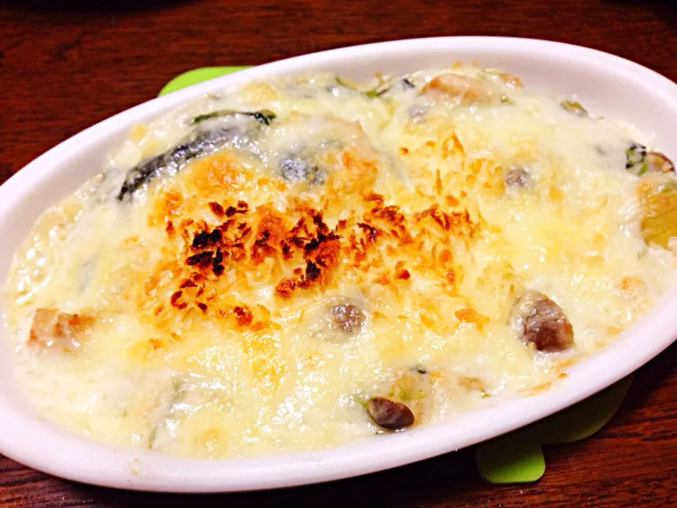 ほうれん草と鶏肉の豆乳グラタン|ゆたくまさん