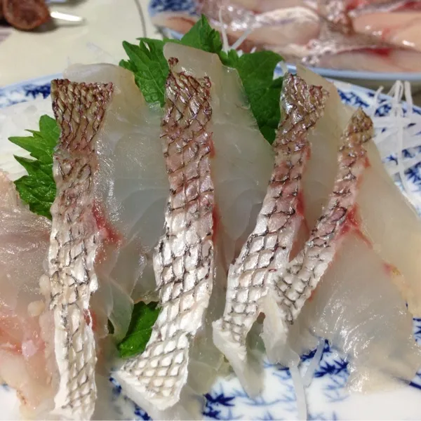 今日の魚は、天然鯛のお造りなり！
皮を付けたまま昆布締めにして、松皮造りにしましたぁ〜
メッチャ旨味が濃くなって美味しいよぉ〜
(=^ェ^=)|うぉずさん