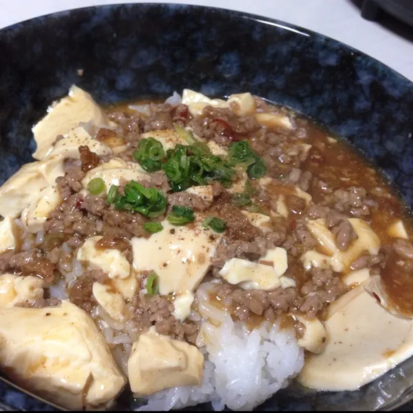 Snapdishの料理写真:お昼は麻婆丼なり！
昨日のより辛口にしてみましたぁ〜
ゔ〜頭から汗を噴き出しながら…
(=^ェ^=)|うぉずさん