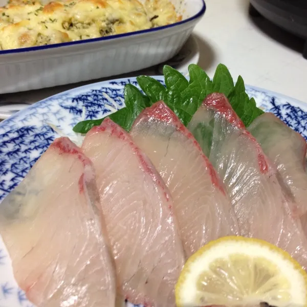 本日の魚はカンパチなり！
身はシコシコなのに、脂がのってて味も濃厚でメッチャ美味しいよぉ〜
(=^ェ^=)|うぉずさん