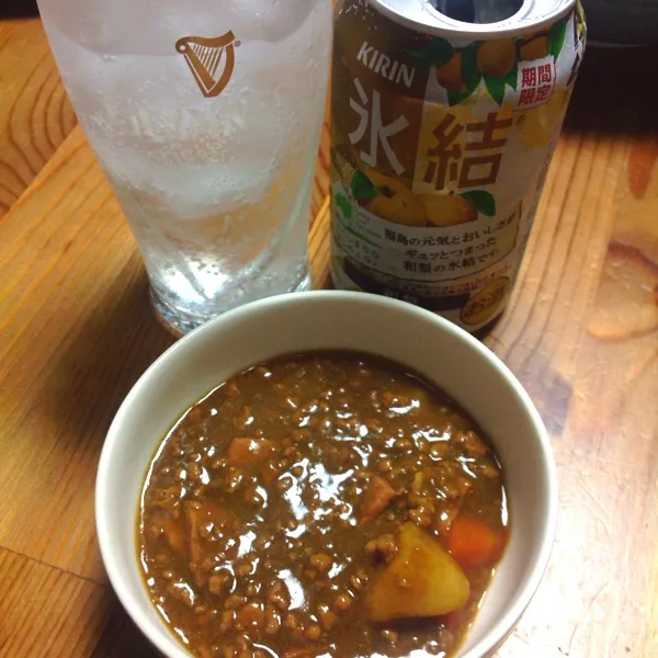 期間限定！氷結 和梨！
ひき肉カレーをつまみに( ´ ▽ ` )ﾉ|ぃちさん