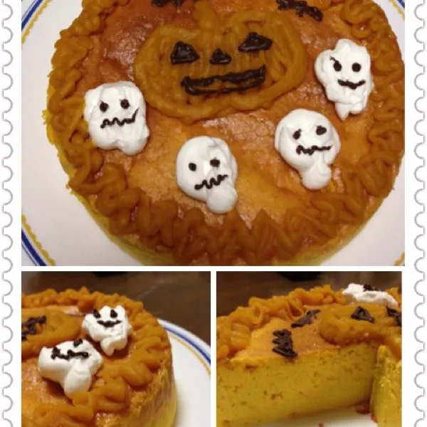 来週は予定が入ってて作れないからちょっと早いハロウィンしたょ。かぼちゃのチーズケーキ☆|yuuki-rionさん