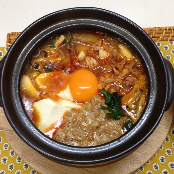 夕食⭐スンドゥブ♪♫♬ 顕さんのマネしちゃった♪納豆美味しい(๑✧◡✧๑)|nonchiさん