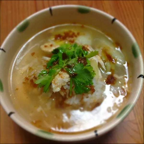 残った海南鶏飯で雑炊風|ぃちさん